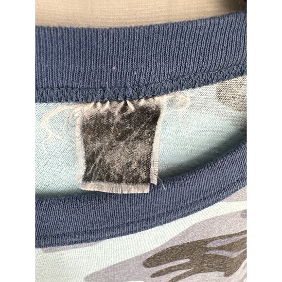 80s Vintage Shirt Mens Medium Blue Camouflage Globemaster Air Force Boeing Plane - Picture 2 of 8